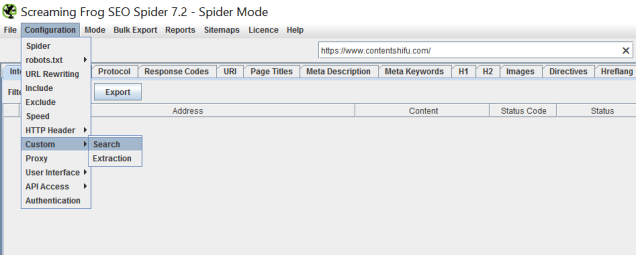 Screaming-frog-search-feature