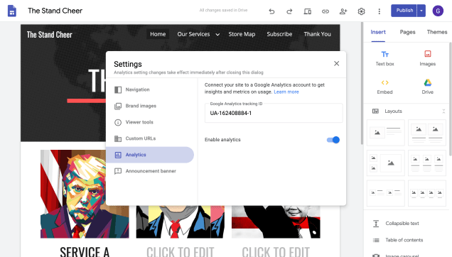ใส่โค้ด google analytics ในเว็บ google site