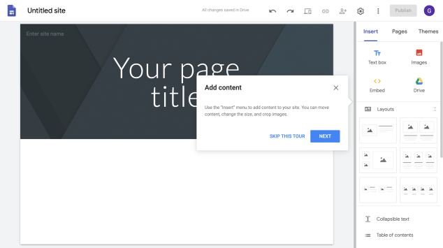 สร้างเว็บไซต์ด้วย google site