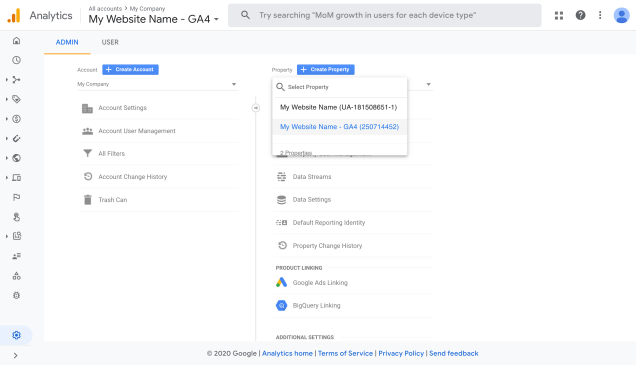 การเลือกดู Google Analytics Property
